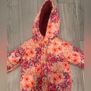 Carter's Floral Puffer Jacket - Pink and Orange